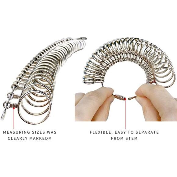 Rould Ring Mandrel Metal Ring Sizer Gauge Set with Jewelers Rubber - Picture 5 of 8